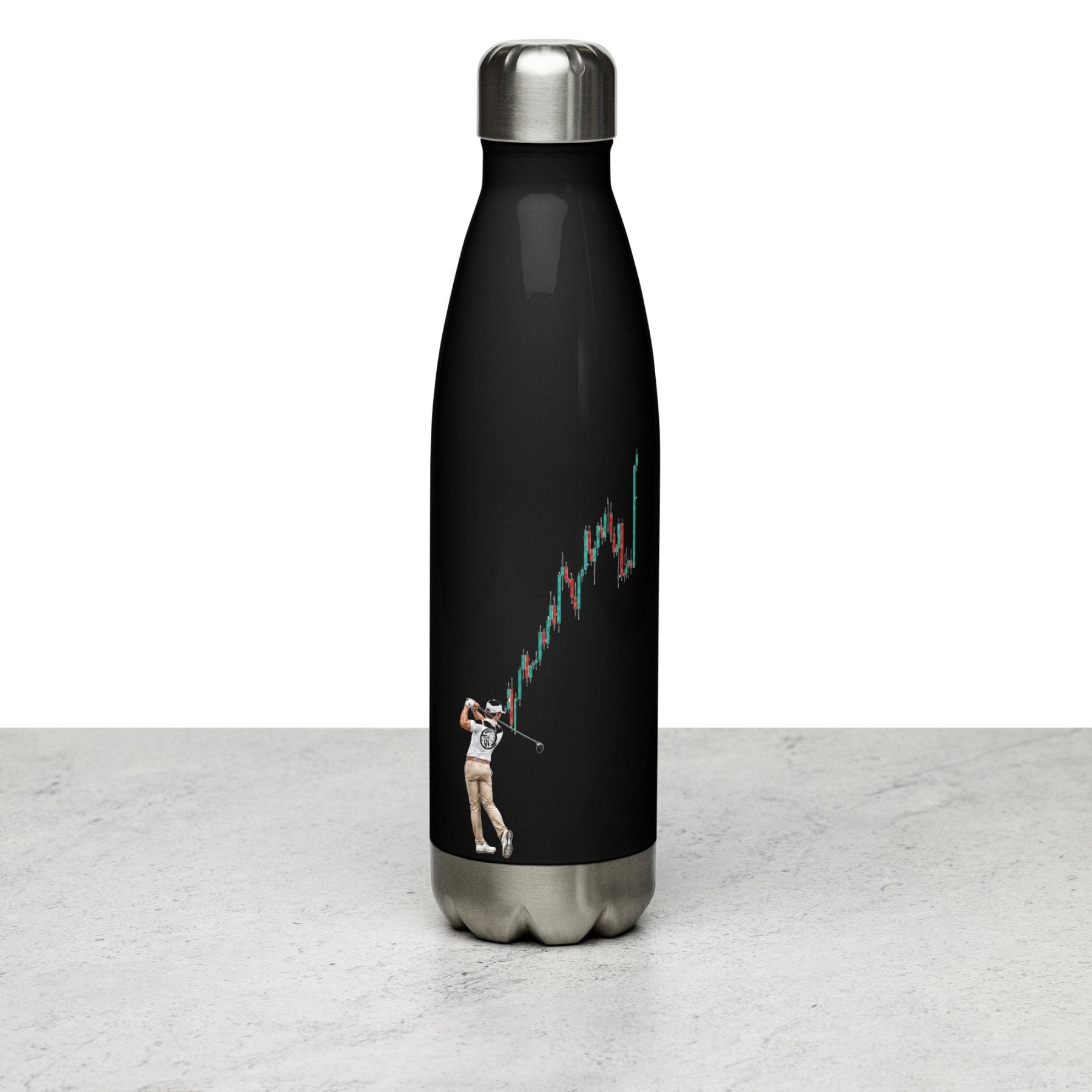 Trader Golfer Stainless Steel Water Bottle - Black - Cortex Next